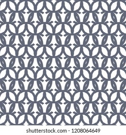 Blue ornament formed by the joining of some circular arcs. Bows pattern. Textile print. Tile. Vector illustration.