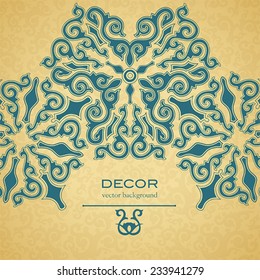Blue ornament, gold background. 