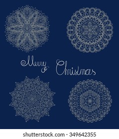 Blue ornament for greeting card. Vector illustration.