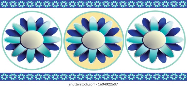blue ornament lotus flowers pattern 