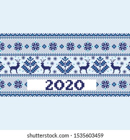 Blue ornament with numbers 2020. Christmas background