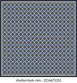 Diseño de patrones de bufanda con adornos azules. Escarabajos de seda