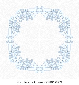 Blue ornament, white background. 