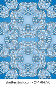 Blue ornament, white background. 