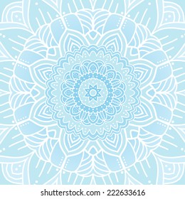 Blue ornamental background. Round pattern. Vector art