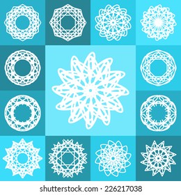 Blue ornamental background with squares. Vector illustration