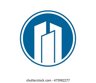 blue ornamental building skyscraper image vector icon logo symbol