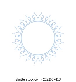 Patrón circular azul ornamental sobre fondo blanco. Diseño de plantilla de tarjeta. Marco vectorial decorativo.