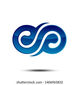 Blue Ornamental Decoration Infinity Icon Vector Logo Template