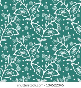 Blue ornamental floral seamless pattern