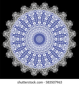 Blue Ornamental Line Pattern. Decorative Texture. Oriental Geometric Ornament