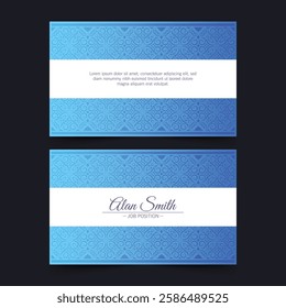 Blue ornamental logos and business cards template