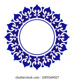 blue ornamental round, Decorative art frame, Abstract vector floral ornament border, porcelain pattern design. China blue and white