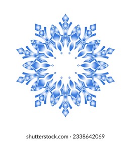Patrón redondo azul ornamental sobre fondo blanco. Diseño de plantilla de tarjeta. Ilustración vectorial.