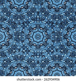 Blue ornamental seamless pattern