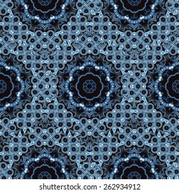 Blue ornamental seamless pattern