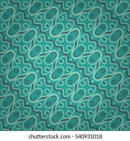 Blue ornamental seamless pattern in fractal style. Smooth mosaic repeatable backdrop. Colorful, graphical design for curtain, fabric, ads or other purpose.