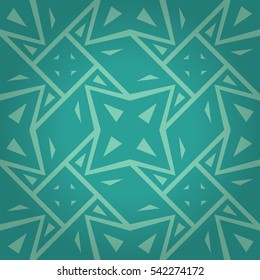 Blue ornamental seamless pattern in primitive style. Contemporary motif. Colorful, graphical design for game, surface, ads or other purpose. Flat puzzle repeatable backdrop.