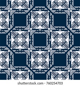 Blue ornamental seamless pattern. Template for design. Vector illustration