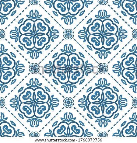 Blue ornamental seamless pattern. Vintage, paisley elements. Ornament. Traditional, Ethnic, Turkish, Indian motifs. Great for fabric and textile, wallpaper, packaging or any desired idea.