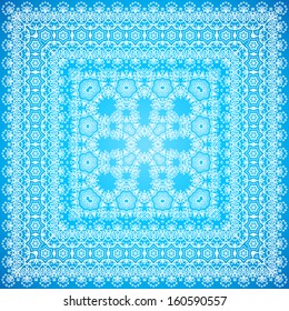 Blue ornate shawl vector pattern