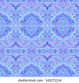 Blue ornate vector seamless pattern