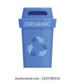 Contenedor de basura exterior azul en forma plana para la ilustración de vectores de desechos orgánicos