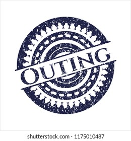 Blue Outing rubber stamp with grunge texture