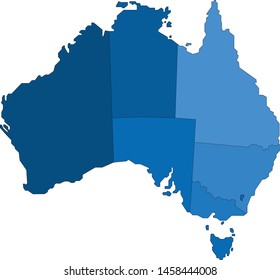 Blue outline Australia map on white background. 