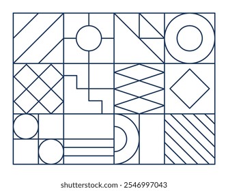 Blue outline bauhaus background white