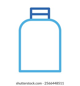 Blue outline bottle icon. Concept of hygiene, cleanliness, and care.