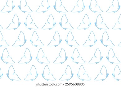 blue outline butterfly seamless pattern with white background