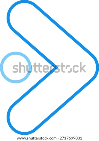 Blue outline chevron arrow with circle