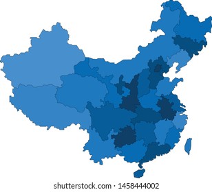 Blue outline China map on white background. 
