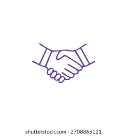 Um contorno azul representa duas mãos juntas em um aperto de mão contra um fundo branco.