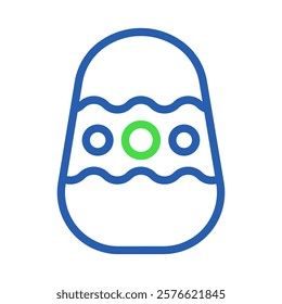 Blue Outline Egg Shape with Green Circle Detail