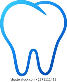 Blue outline gradient tooth vector icon