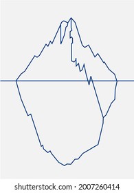 Blue outline iceberg in ocean vector