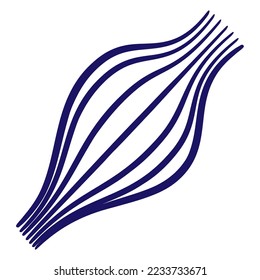 Blue outline icon of the human muscle fibers drawn with a brush line. Simple vector minimal linear pictogram isolated on transparent background