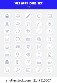 Blue Outline Illustration Of Web Tool App Icon Set.