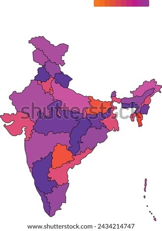 Blue outline India map on white background. 