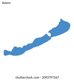 Blue outline map of Balaton Lake, Isolated vector siilhouette on white background