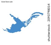 Blue outline map of Great Slave Lake, Isolated vector siilhouette on white background