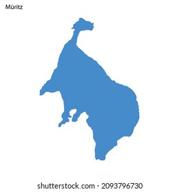 Mapa de esquema azul del lago Müritz, silueta vectorial aislada sobre fondo blanco