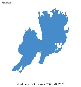 Blue outline map of Vänern Lake, Isolated vector siilhouette on white background