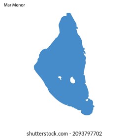 Blue outline map of Mar Menor Lake, Isolated vector siilhouette on white background