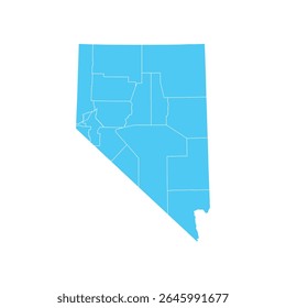 Blue outline map with Nevada counties
