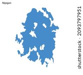 Blue outline map of Nipigon Lake, Isolated vector siilhouette on white background