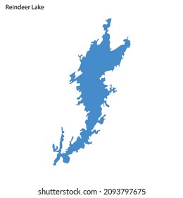 Mapa de esquema azul del lago de renos, silueta de vector aislada sobre fondo blanco