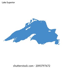 Blue outline map of Superior Lake, Isolated vector siilhouette on white background